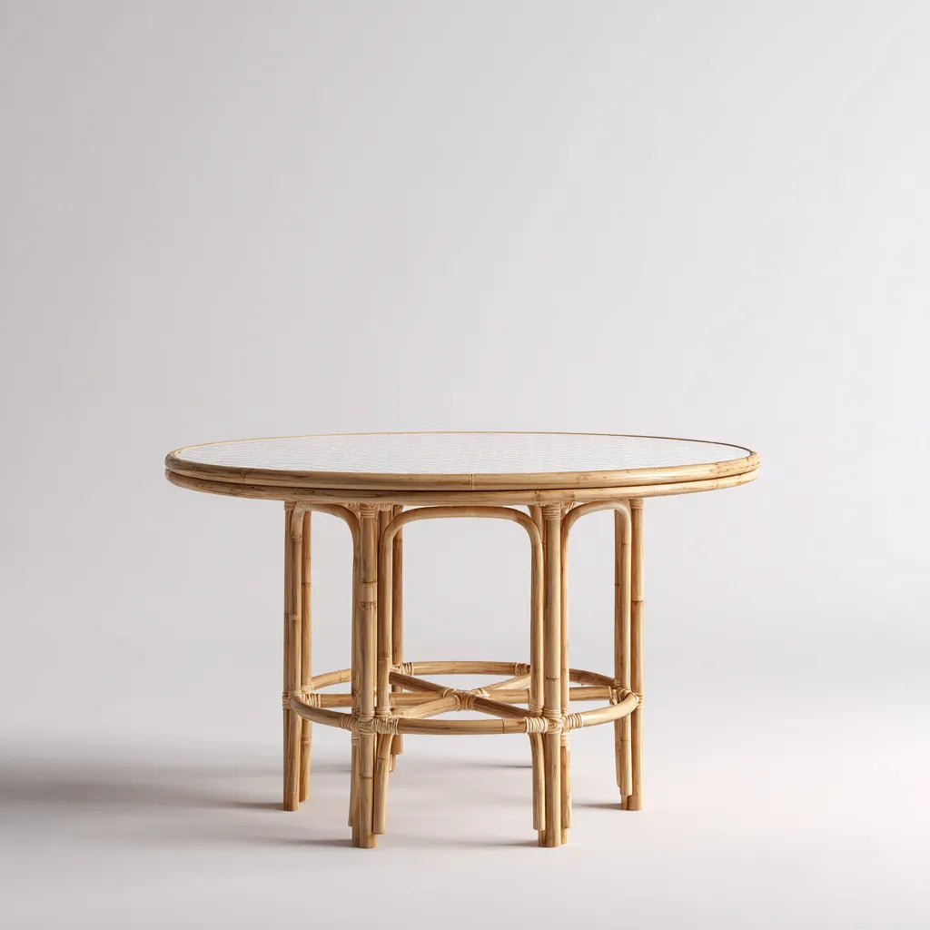 Mesa de comedor 120x80x75 cm – bambú natural – estilo nórdico elegante