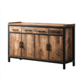 Aparador de comedor 150×42×88 cm - madera marrón y negro - estilo industrial con almacenamiento