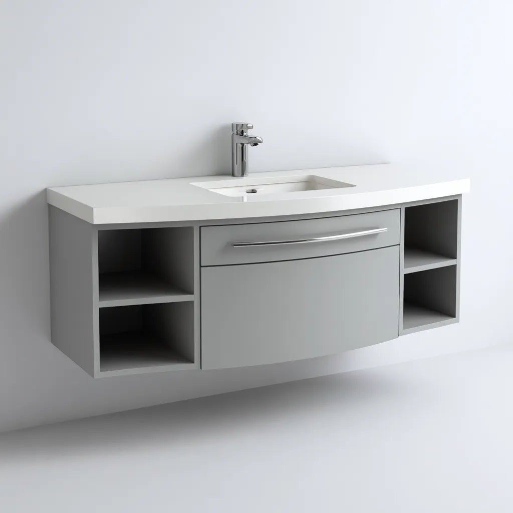 Lavabo baño 120x45x50 cm – blanco gris – estilo moderno suspendido