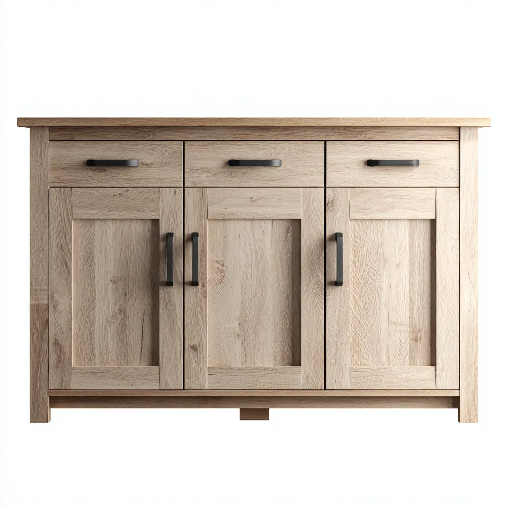 Aparador comedor 150x40x85 cm – madera clara natural – estilo nórdico funcional