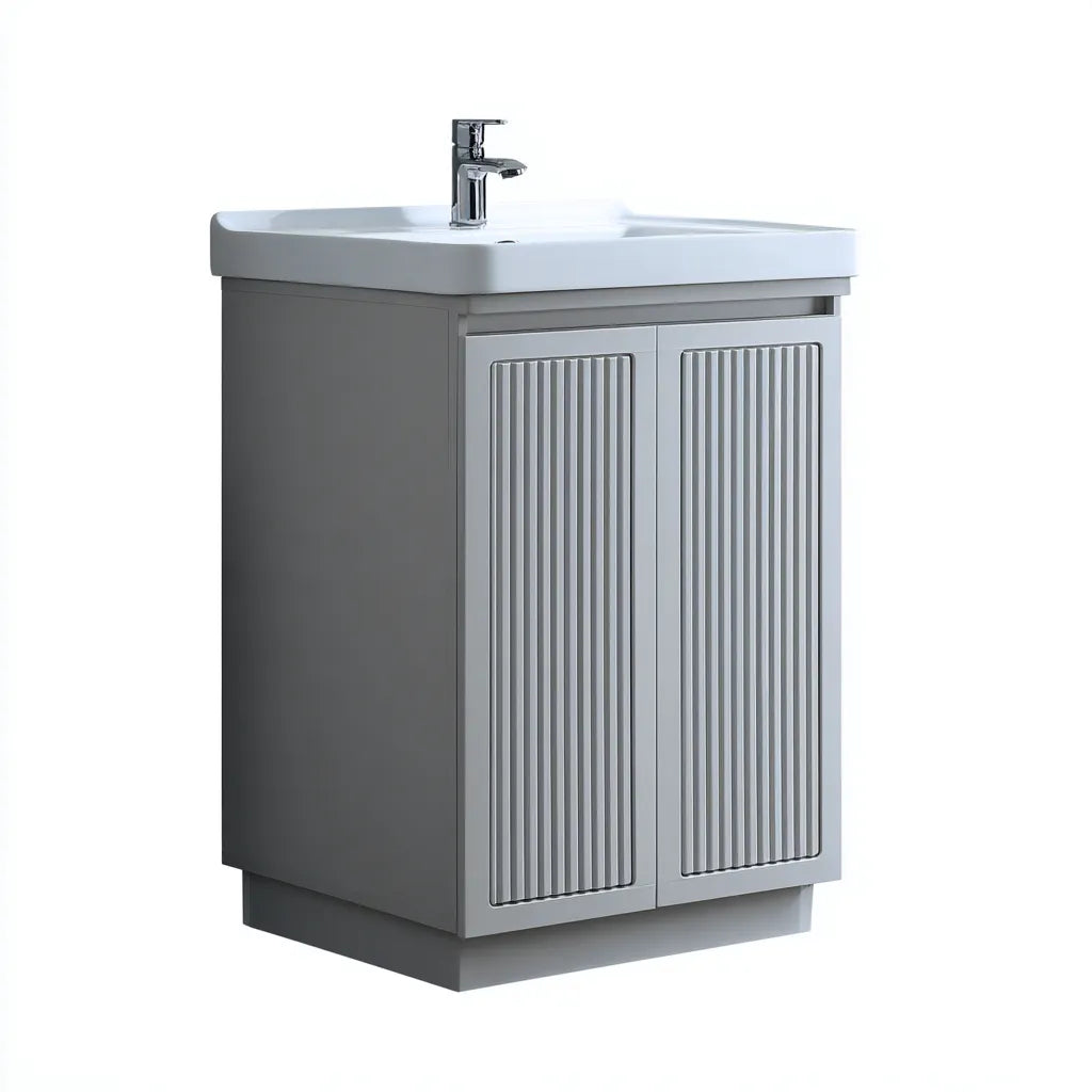 Lavabo baño 80x46x55 cm – gris blanco – estilo clásico funcional