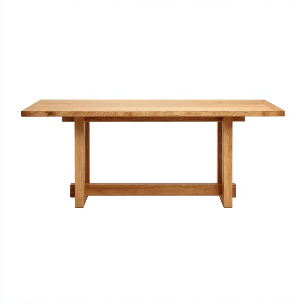 Mesa de comedor 180x90x76 cm – madera roble natural – estilo moderno artesanal