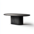 Mesa de comedor ovalada 200x100x75 cm - madera negra - base central de diseño contemporáneo