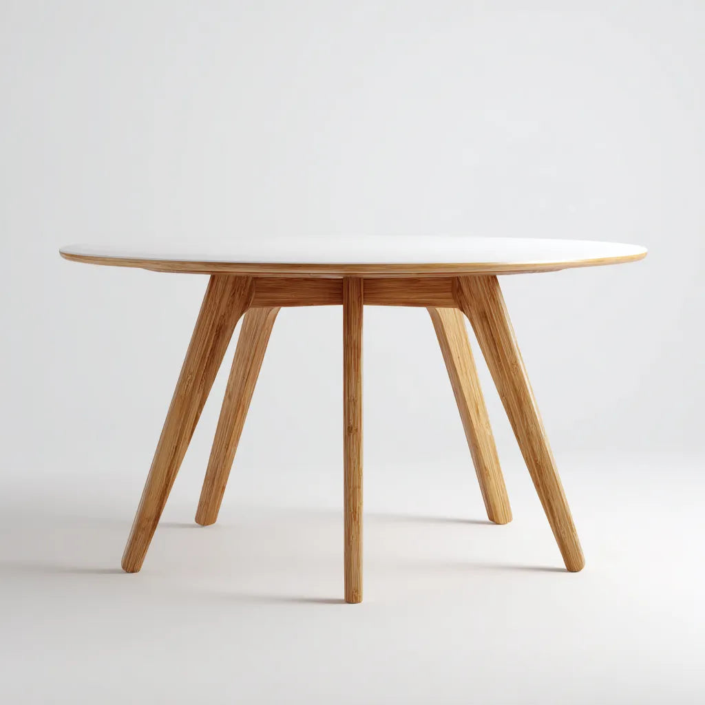 Mesa de comedor 140x85x76 cm – bambú natural – estilo moderno ligero