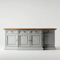 Aparador de comedor 180×45×86 cm - gris y marrón - diseño clásico con amplia superficie superior
