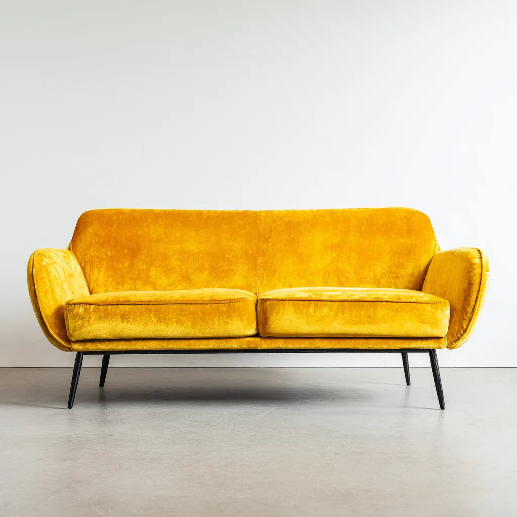 Sofá de 2 plazas de tejido 170×82×84 cm - amarillo - diseño contemporáneo para sala de estar