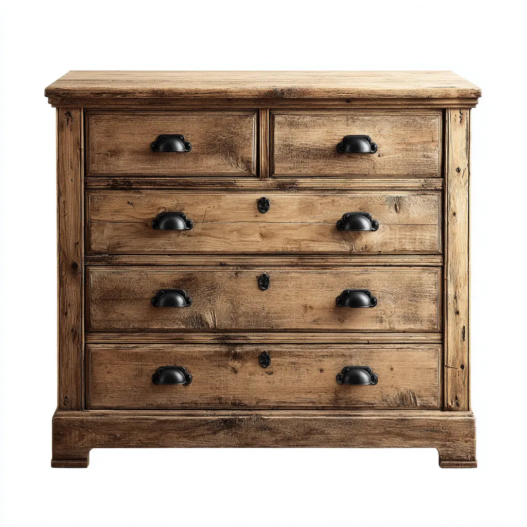 Armario con cajones de madera 105×48×92 cm - marrón - estilo rústico para sala de estar