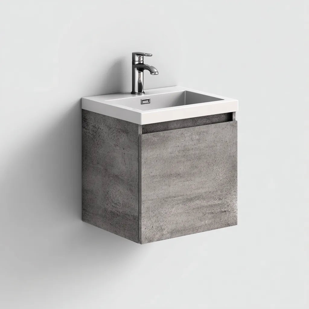 Lavabo baño 70x45x50 cm – gris cemento – diseño suspendido moderno