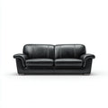 Sofá sala de estar 175x88x85 cm – piel sintética negra – estilo clásico relajado